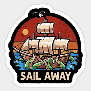 Sail away - retro styled sailing Sticker